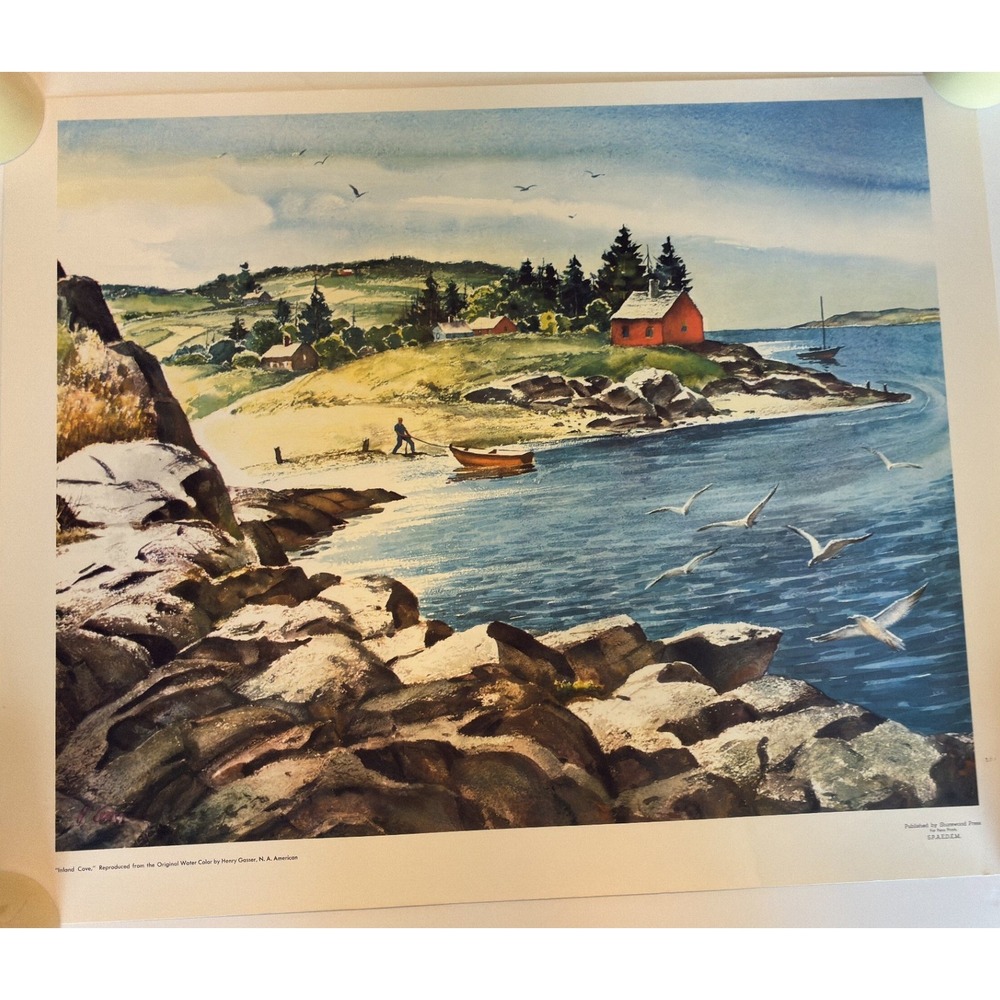 Henry Gasser Inland Cove Vintage Lithograph Poster Shorewood Penn Prints 22x28